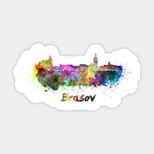 Brasov skyline in watercolor Sticker